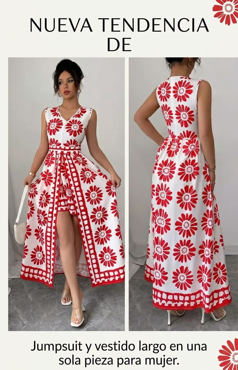 Jumpsuit-Vestido Floral: La dualidad perfecta entre elegancia y comodidad. Para Mujer