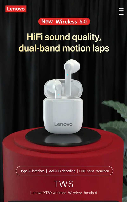 Audífonos Inalámbricos Lenovo XT89 TWS Bluetooth - Cancelación de Ruido y Micrófono para iOS y Android