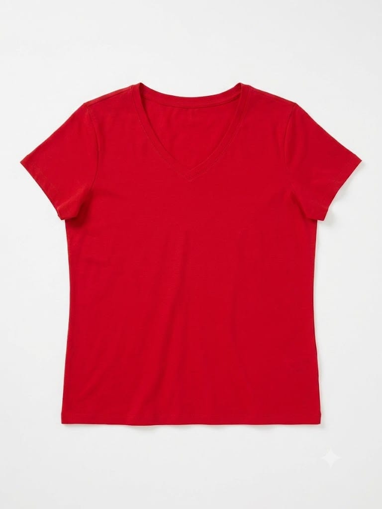 Camiseta Básica con Cuello en V: Tu nuevo esencial. Para Mujer