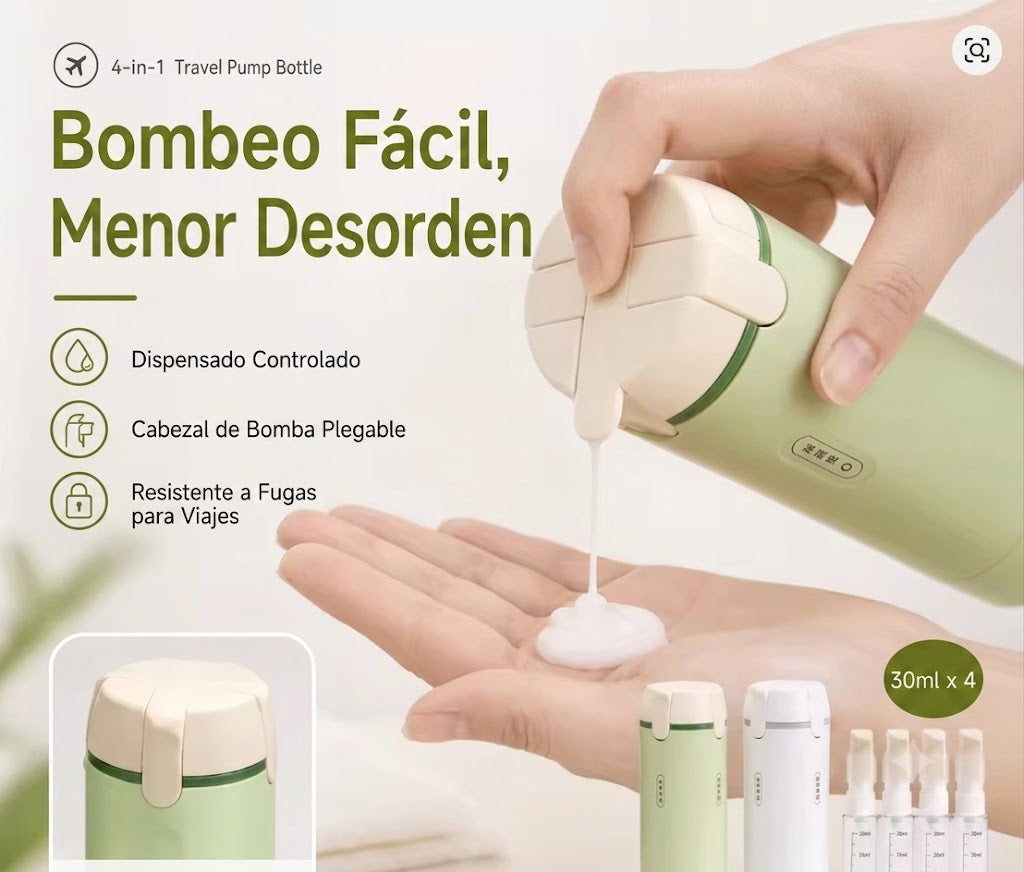 Dispensador de Viaje 4 en 1: Bombeo Fácil, Menor Desorden