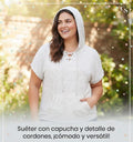 Suéter con Capucha y Cordones: Comodidad y Estilo Versátil. Para Mujer