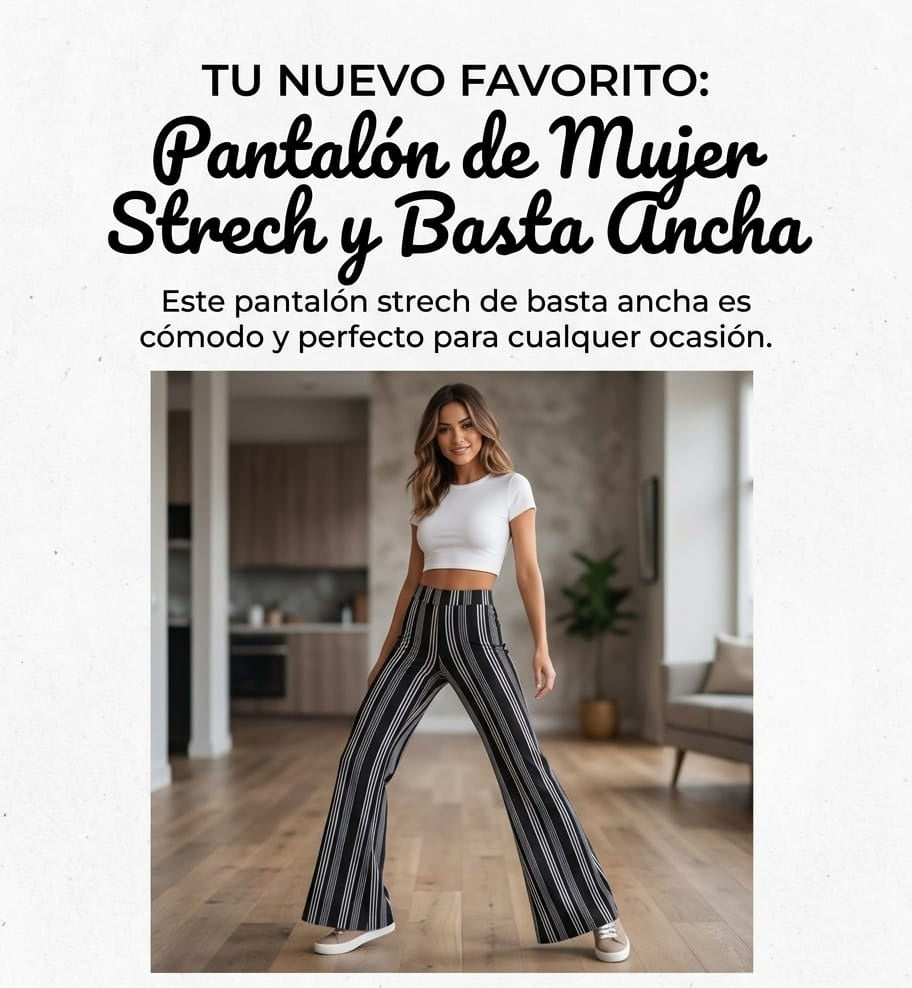 Tu Nuevo Favorito: Pantalón de Mujer Stretch y Basta Ancha. Para Mujer