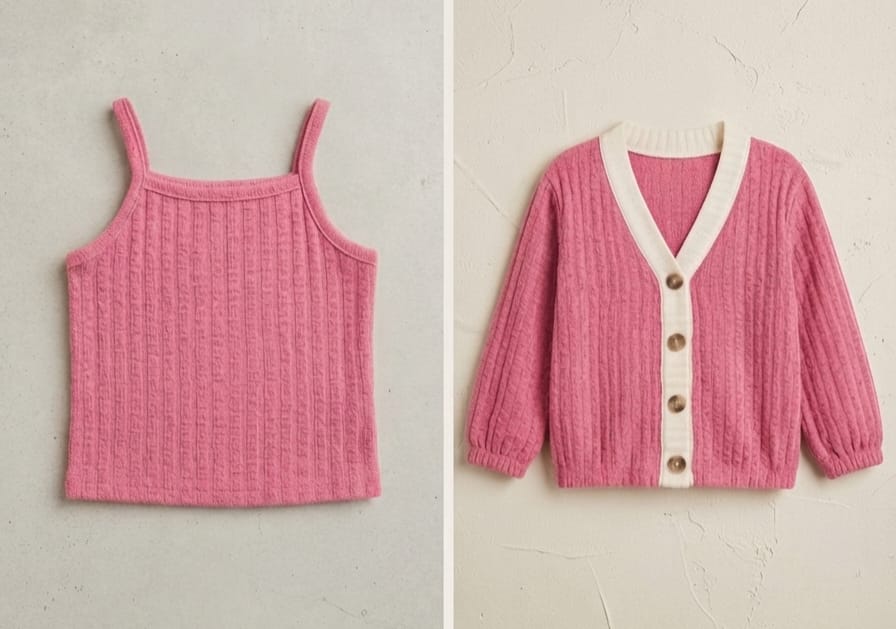 Conjunto Coordinado: Top de Tiras y Cárdigan Texturizado Para Mujer