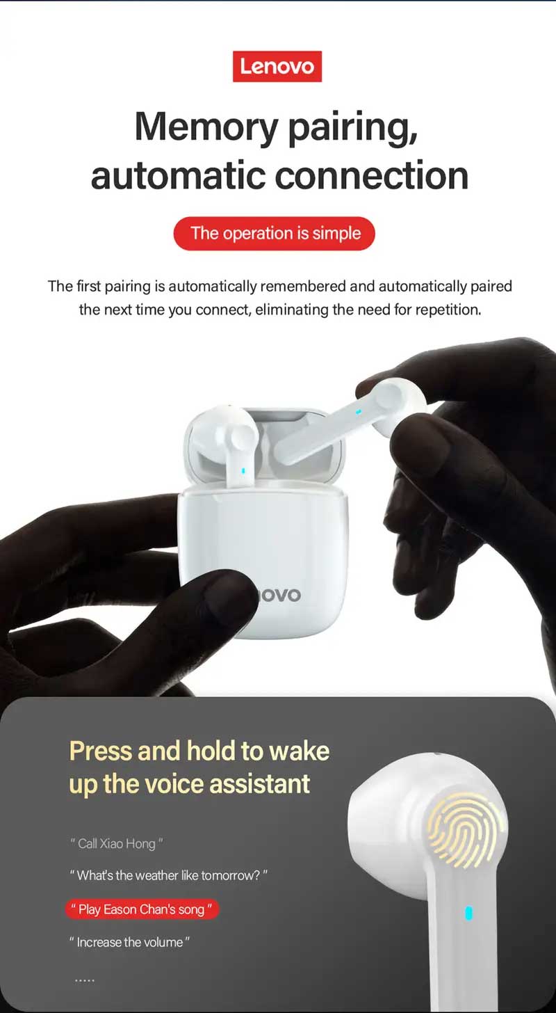 Audífonos Inalámbricos Lenovo XT89 TWS Bluetooth - Cancelación de Ruido y Micrófono para iOS y Android