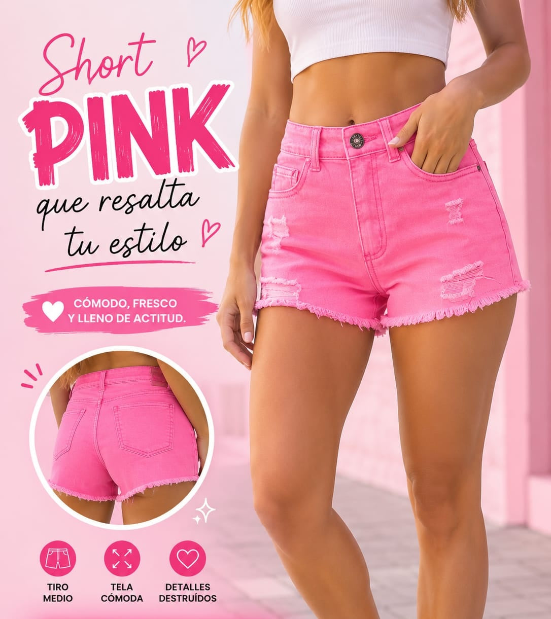 Short Pink: Resalta tu estilo con actitud. Para Mujer