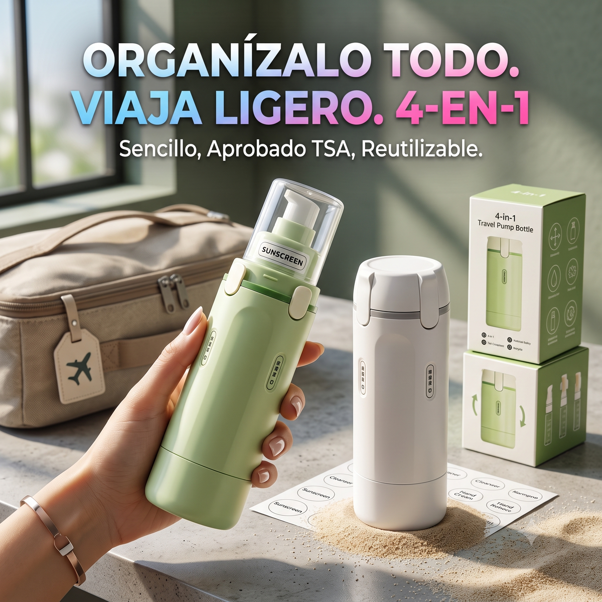 Dispensador de Viaje 4 en 1: Bombeo Fácil, Menor Desorden