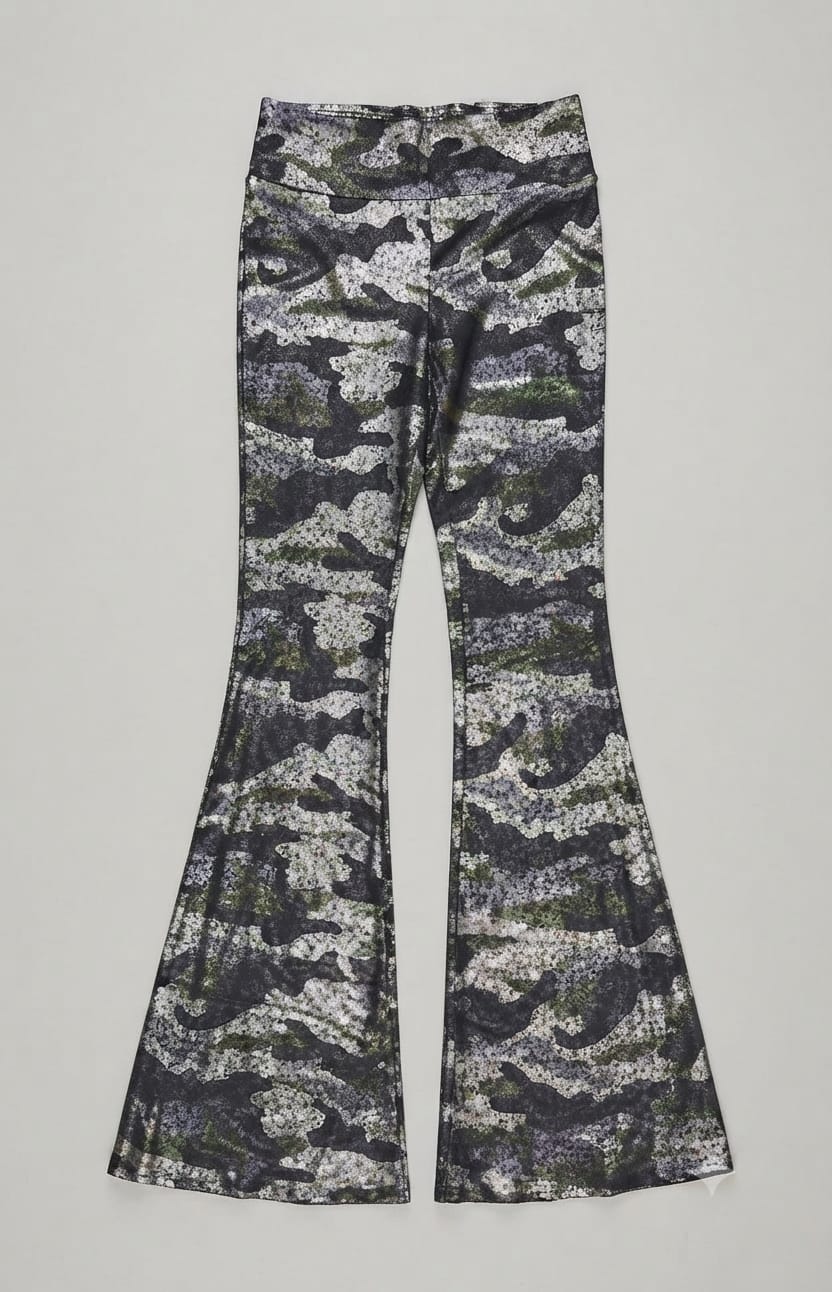 Leggings Acampanados de Basta Ancha con Estampado Metálico Único