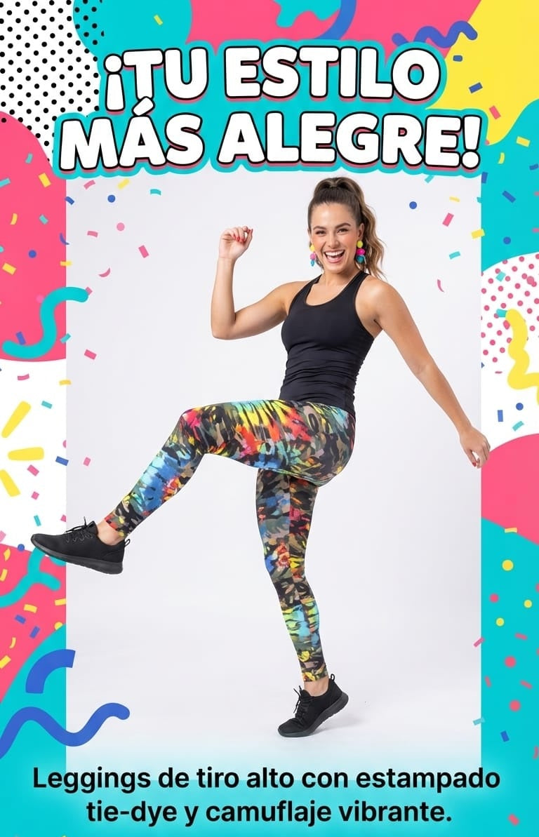 ¡Tu Estilo Más Alegre! Leggings de Tiro Alto con Estampado Vibrante