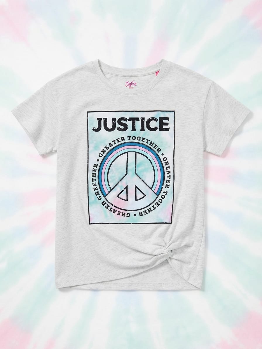 Tu Camiseta Justice Favorita: Paz, Estilo y un Nudo Perfecto. Para Mujer