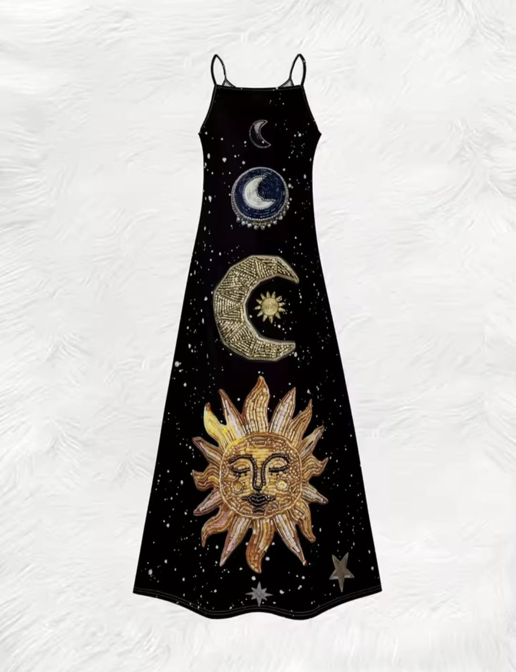 Vestido Maxi Celestial: Sol y Luna Estelar