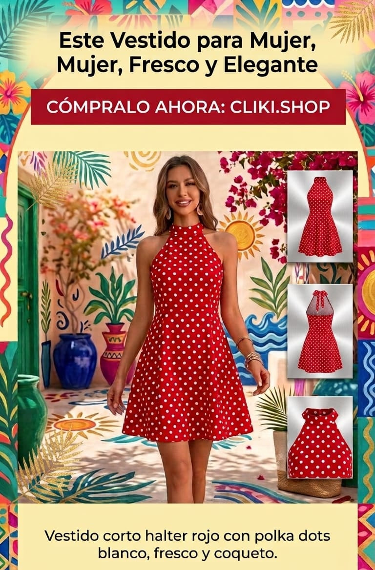 Vestido Corto Halter: El toque coqueto y fresco que necesitas. Para Mujer