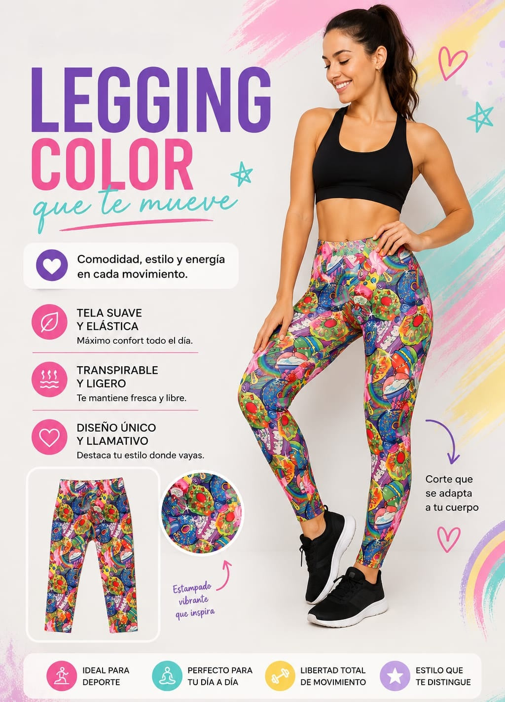 Legging "Color que te mueve": Energía y Estilo en Cada Movimiento. Para Mujer