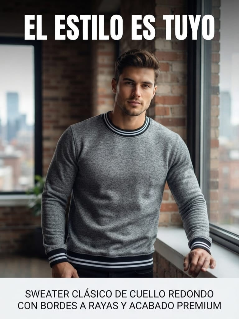 Sweater Clásico: Elegancia Urbana con Acabado Premium. Para Hombre