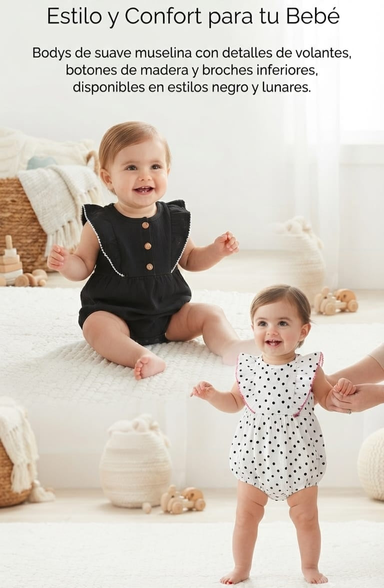 Body de Muselina con Volantes: Estilo y Comodidad para tu Bebé