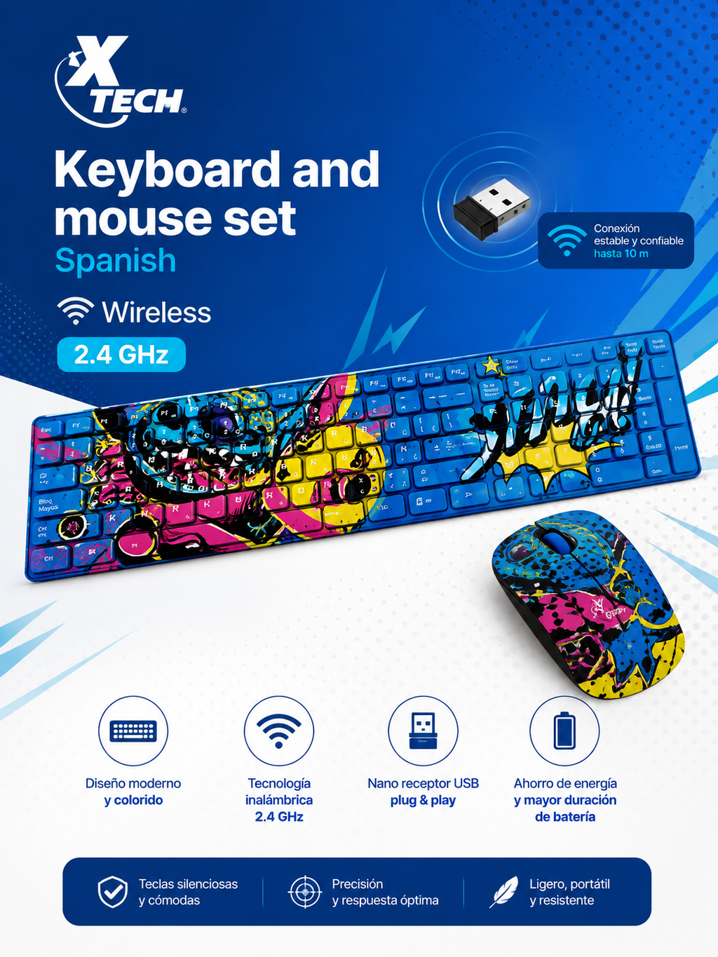 Combo Teclado y Mouse Inalámbrico Xtech Disney Stitch (XTK-D312ST) - Español 2.4 GHz