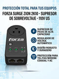 Protector de Sobrevoltaje Forza Surge Zion 2K10 - 110V US con Protección para Red y Coaxial